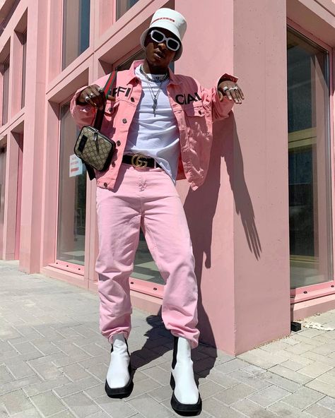 @njimalone on Instagram: “Drop any pink emoji 🧠🌸 Jacket from @boohoomanofficial” Pink Fashion Men, Pink Male Outfit, Pink Outfit Men, Soft Boy Aesthetic Outfits, E Boy Outfits, Nicki Concert, Barbie Boy, Pink Outfits Aesthetic, Pink Emoji