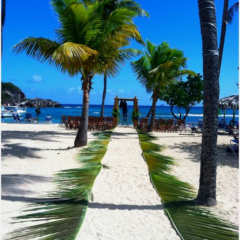 We love this beach wedding idea – make your aisle using palm leaves via @USVITourism  #Caribbean #pinterest Isle Decor, Beach Wedding Aisles, Photos Booth, Caribbean Wedding, Wedding Beach Ceremony, Wedding Entrance, Beach Ceremony, Beach Wedding Decorations, Hawaiian Wedding