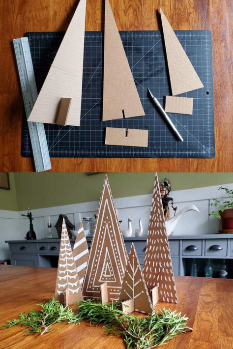 25 Best cardboard Christmas decorations & crafts ideas such as easy DIY Xmas trees, ornaments, wreaths, fireplace, gingerbread houses, winter village, snowman, etc! - A Piece of Rainbow, holiday crafts for kids, advent calendar, garland, handmade, gifts, gift tags, modern, farmhouse, boho, Scandinavian, vintage, budget decor, dollar store, Anthropologie style, wall decor Diy Cardboard Christmas Crafts, Gingerbread House Diy Cardboard, Cardboard Christmas Tree Diy, Gingerbread Diy Decor, Diy Gingerbread Christmas Decor, Scandinavian Ornaments Diy, Cardboard Crafts Christmas, Dollar Tree Gingerbread House Diy, Christmas Cardboard Crafts