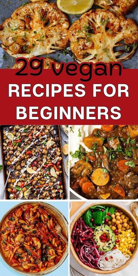 Vegan Recipes for Beginners that Everbody Loves! Breakfast Ideas Vegan, Dinner Recipes Vegan, Vegan Recipes For Beginners, Vegan Breakfast Ideas, Vegan Recipes Beginner, Healthy Vegetable Recipes, Recipes Vegan, Vegan Dinner, Vegan Dinner Recipes