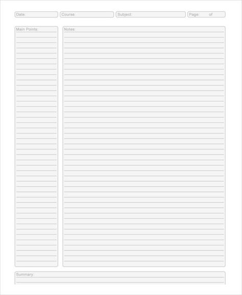 Onenote Organization, Goodnotes Background, Samsung Notes Template, Cornell Note Taking Template, Printable Notes Templates, Cornell Notes Template Word, College Printables, Good Notes Templates, Work Diary