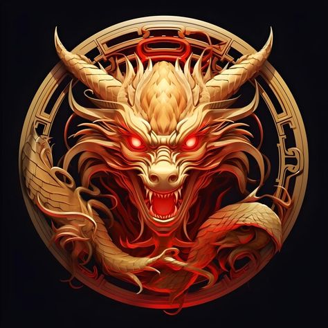 Photo chinese symbol of animal zodiac dr... | Premium Photo #Freepik #photo Logo Design Dragon, Colorful Digital Art, Chinese Dragon Art, Logo Dragon, Dragon Wallpaper, Dragon Wallpaper Iphone, Dragon Logo, Animal Zodiac, Chinese New Year Dragon