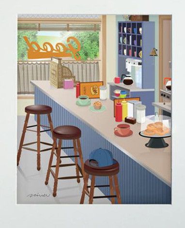 Luke's Diner - Gilmore Girls, Gilmore Girls TV Gilmore Girls Art Prints, Gilmore Girls Art, Gilmore Girls Prints, Gilmore Girls Poster, Girls Tv Show, Honorary Gilmore Girl, Luke's Diner, Gilmore Girls Luke, Lukes Diner