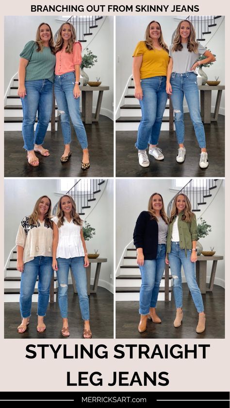 Straight Leg Jeans Length, Light Straight Jeans Outfit, Jean Styles For 2023, Light Color Jeans Outfit, Straight Leg Jeans Outfits Spring, Light Jeans Outfit Spring, How To Wear Straight Leg Jeans, Light Wash Jeans Outfit Spring, Shoes For Straight Leg Jeans