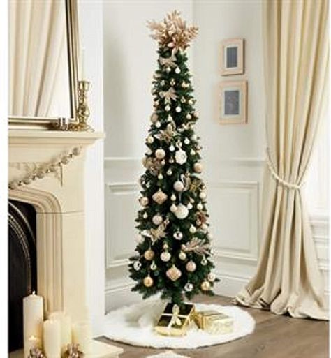 Slim Xmas Tree Decorating Ideas, Pencil Trees Decorating Ideas, Slim Xmas Tree, Best Christmas Tree Decorations, Slim Artificial Christmas Trees, Christmas Tree Images, Slim Christmas Tree, Pencil Trees, Green Pencil