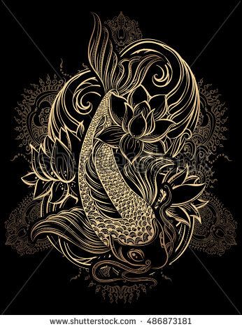 Contemporary Art Deco Interior, Koi Dragon, Flower Pattern Drawing, Koi Art, Carpe Koi, Gold Stock, Japanese Koi, Koi Carp, Spiritual Symbols