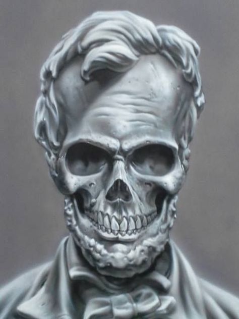 … Abraham Lincoln Tattoo, Lincoln Tattoo, Skull Portrait, Dead Presidents, Creepy People, Chicano Tattoos Sleeve, Skull Reference, Card Tattoo Designs, Skull Sketch