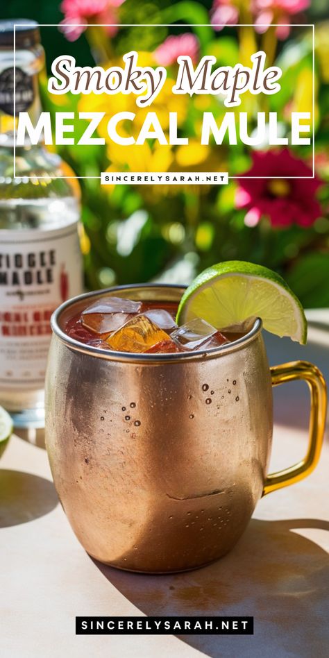 Meet your new favorite cocktail – the Smoky Maple Mezcal Mule! 🍁 This drink is a delightful fusion of smoky, sweet, and spicy, making it a standout choice for any occasion. The combination of mezcal, maple syrup, and ginger beer creates a flavor profile that's both bold and balanced. Try the Smoky Maple Mezcal Mule at your next gathering and watch it become a hit! 🍸 Mezcal Mule Recipe, Mule Drink Recipes, Mezcal Mule, Fall Cocktails Easy, Cranberry Sangria, Cocktail Cupcakes, Ginger Beer Cocktail, Mezcal Margarita, Banana Chocolate Chip Cookies