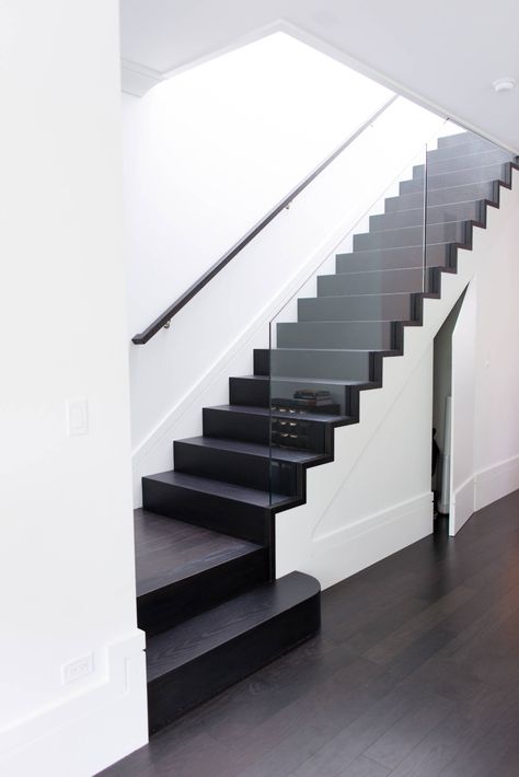 Lincoln Square Single Family - Modern - Staircase - Chicago - by June Eight Studio | Houzz Granite Stairs, Rustic Stairs, Stair Makeover, Stairs Design Interior, Wrought Iron Stairs, Glass Stairs, Staircase Makeover, Under The Stairs, Stairway Design