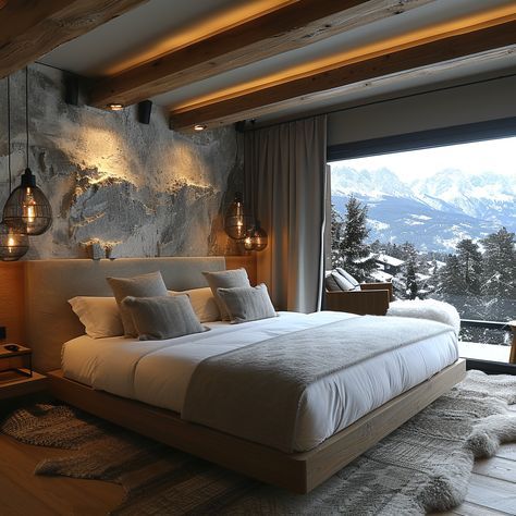 Modern Hotel Room, Hotel Room Interior, Mountain Hotel, Hotel Room Design, Stunning Interior Design, Master Room, Modern Mountain, Modern Hotel, Bedroom Hotel