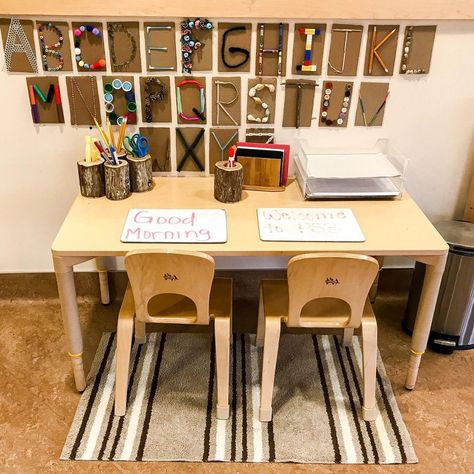 @aninvitationto_play shared a photo on Instagram: “#flashbackfriday to four years ago in my old preschool classroom This ABC wall was made with the children and they took so much pride in…” • Feb 5, 2021 at 2:55pm UTC Academic Letter Display, Alphabet Reggio Emilia, Reggio Letters, Reggio Inspired Alphabet Wall, Abc Wall Hanging, Home Corner, Montessori Activities Preschool, Abc Wall, Corner Display