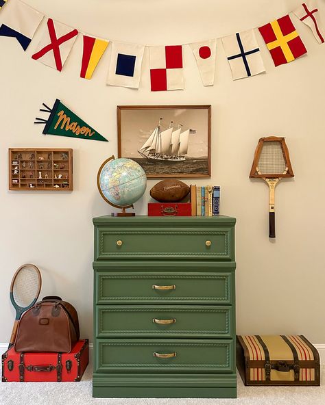 Eventide Steps Inside: Mason's Room Vintage Boys Room, Vintage Kids Room, Country Interior Design, Boy Rooms, Moody Decor, Teenage Room, Preppy Vintage, Cabin House, Boy’s Room