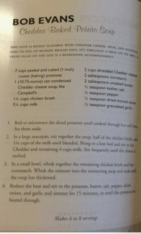 Bob Evans Potato Soup Crockpot, Potato Soup Bob Evans, Copycat Bob Evans Potato Soup, Bob Evans Cheddar Baked Potato Soup, Bob Evans Cheddar Potato Soup, Bob Evans Potato Soup Copycat, Recipes With Campbells Cheddar Soup, Recipes Using Campbells Cheddar Cheese Soup, Campbells Potato Soup Recipe