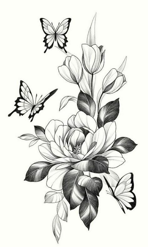 Floral Tattoo Design Drawings, Tattoo Designs Watercolor, Flower Tattoos Designs, Tattoo Designs Mandala, Flowers Tattoos, Flower Tattoo Drawings, Beautiful Flower Tattoos, Floral Tattoo Sleeve, Floral Tattoo Design