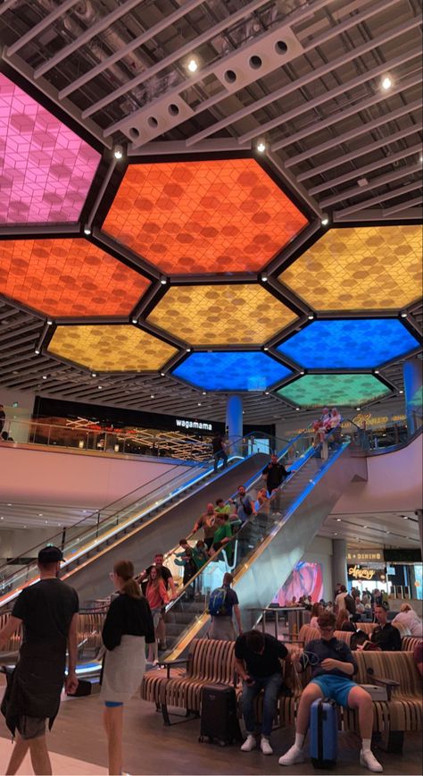 manchester airport terminal 2 restaurants travel aesthetic hexagons colourful Manchester Airport Terminal 2, Manchester Airport Aesthetic, Manchester Aesthetic, Manifesting 2023, Airport Aesthetic, Manchester Airport, Disney World Orlando, Airport Terminal, Airports Terminal