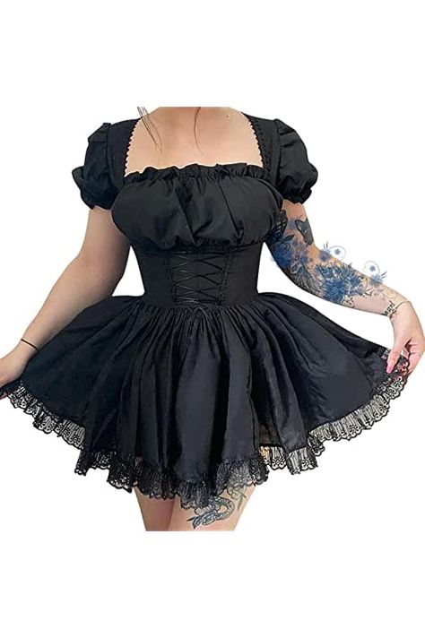 Black Corset Dress, Trendy Summer Fits, Princess Skirt, Gothic Clothes, Looks Party, Party Kleidung, Goth Dress, Dress Aesthetic, White Dresses For Women