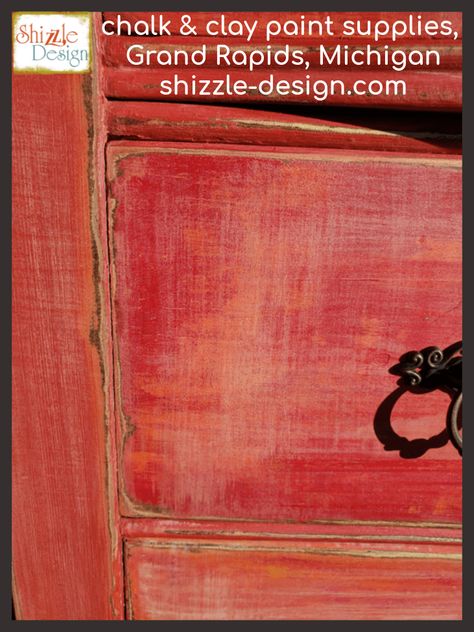 Learn How to Create a Weathered, Blended Paint Finish with DIY Paint – Shizzle Design Red Chalk Paint, Furniture Transformation, How To Make Red, Painted Post, Diy Wax, Brown Cabinets, American Paint, Paint Diy, Clay Paint