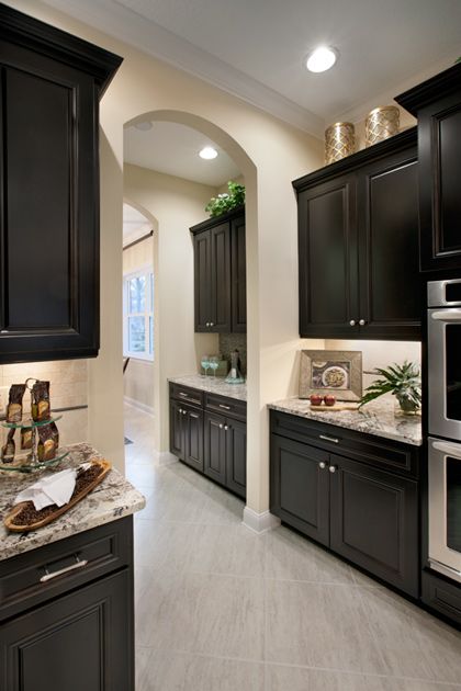 Dark Brown Cabinets Kitchen, Dark Brown Cabinets, Dark Cabinets Light Floor, Brown Kitchen Cabinets, Brown Cabinets, Dark Kitchen, Dark Kitchen Cabinets, Dark Cabinets, Black Cabinets