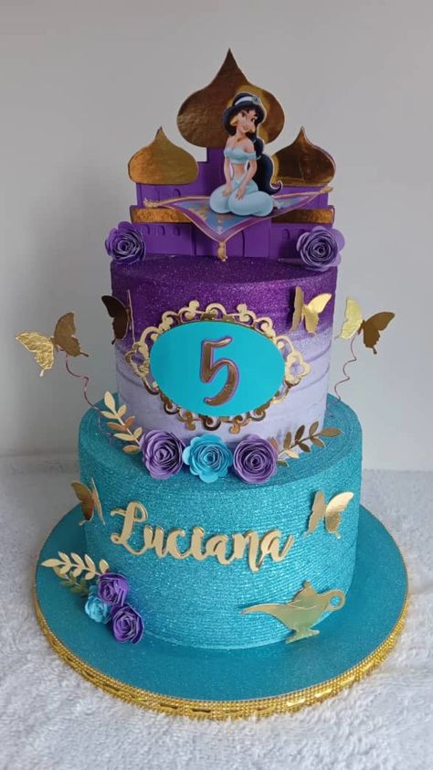 Jasmine Cake Ideas, Jasmine Birthday Cake, Princess Jasmine Cake, Princess Theme Cake, Jasmine Cake, Aladdin Cake, Aladdin Birthday Party, Princess Jasmine Birthday Party, Arabian Nights Party