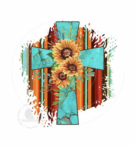 Rustic Sublimation Designs, Sunflower Sublimation, Christian Sublimation Designs Free, Cross Sublimation Designs, Western Png Sublimation, Western Cross, Christian Shirts Designs, Turquoise Cross, Cute Shirt Designs