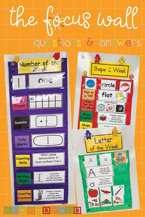 Prek Data Wall, Focus Wall Classroom Preschool, Weekly Focus Board, Focus Walls, Focus Boards, Interactive Bulletin Boards, Kindergarten Anchor Charts, Preschool Circle Time, Prek Classroom