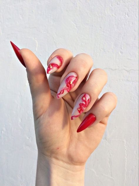 Red Summer Nails, Unghie Nail Art, Red Nail Art, Hello Nails, Simple Acrylic Nails, Red Nail Designs, Marble Nails, Fire Nails, Dope Nails