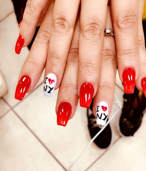 Nyc Inspired Nails, New York City Nails Designs, I Love Ny Nails, New York Nail Ideas, New York Nails Designs Nyc, New York City Nails, Nyc Nails Designs, New York Nails Designs, Marathon Nails