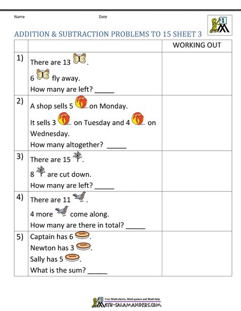 1st Grade Addition And Subtraction Word Problems Subtraction Word Problems Kindergarten, Grade 1 Word Problems, 1st Grade Addition And Subtraction, Kindergarten Math Problems, Word Problems Kindergarten, 1st Grade Addition, Addition And Subtraction Word Problems, Money Word Problems, First Grade Words