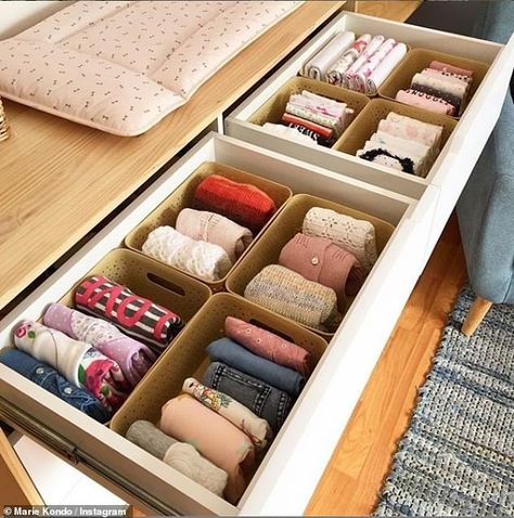 Marie Kondo reveals 'vertical' hack which will give you extra drawer space AND easy access | Daily Mail Online Apartment Closet Organization, Ikea Organization, Bamboo Products, Clothes Closet Organization, Drawer Space, Renovation Design, Desktop Organizer, Organize Drawers, Marie Kondo