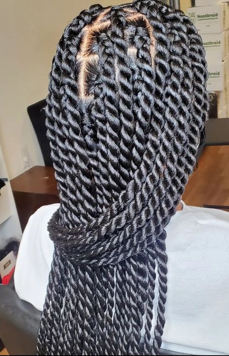 Singles Twist Braids African Americans, Big Twisted Braids, Rope Twist Box Braids, Soft Senegalese Twists, Big Box Twists Hairstyles, Medium Sized Senegalese Twists, Big Senegalese Twists Braids, Sengelese Twist Medium, Medium Twist Braids Long