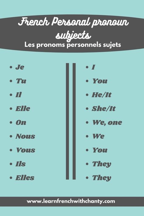 Discover the personal pronouns subjects in French, and how to use these personal pronouns. Click to learn more ! #personalpronounssubjectsinfrench #frenchpronouns #pronounsinFrench #Learnfrenchpronouns #frenchgrammar #subjectpronouns #pronomspersonnels #pronomspersonnelssujets French Pronouns Chart, How To Learn French For Beginners, Pronouns In French, French Pronouns, How To Learn French, French Prepositions, Free French Lessons, French Language Basics, Learn French Beginner