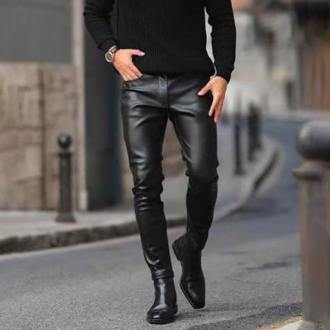 Genuine Sheep Leather Pants For Men. Handcrafted Men Leather Pants made up of Real Lambskin Leather. Quality is 100% Guaranteed. FEATURES: This Handmade Leather Pants Comes With: A jean style with Two Front Shaped pockets & Two Back Pocket. Lining from Thigh to Knee Give it a Change in Style. Lining from Top to bottom giving Pant a Clean Look. Perfectly design belt loops High Quality of Leather CUSTOMER SATISFACTION WILL BE OUR FIRST PRIORITY SO BUY OUR PRODUCTS WITH FULL CONFIDENCE & REPLACEMENT IN CASE OF ANY PROBLEM IN SIZE IMPORTANT NOTE: Please choose your size from the size chart provided in the picture section after measuring yourself with the help of measurement tape. If you have any question Contact Us! Our team will fully cooperate with you. We guarantee you that you will find us Casual Cotton Top, Bodybuilding T Shirts, Mens Leather Pants, Motorcycle Pants, Mens Fashion Jeans, Mens Winter Fashion, Leather Trousers, Men Shirt Style, Casual Black