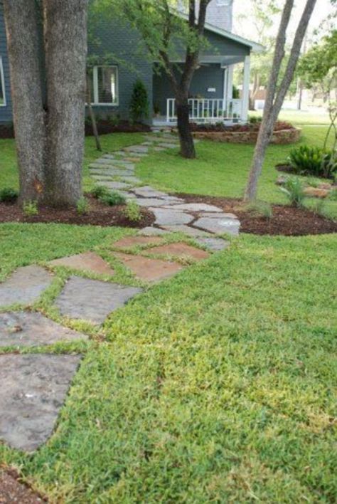 Maine Garden, Grass Backyard, Front Yard Walkway, Flagstone Walkway, Flagstone Path, Backyard Walkway, Walkway Landscaping, Walkway Design, Pathway Landscaping