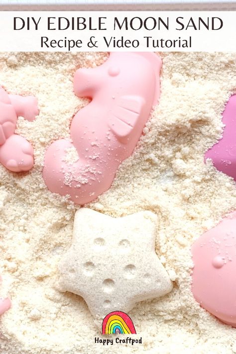 Edible Moon Sand, Edible Moon Sand Recipe, Moon Sand Recipe, Moon Dough, Diy Moon Sand, Homemade Moon Sand, Edible Sand, Rocket Birthday, Sands Recipe