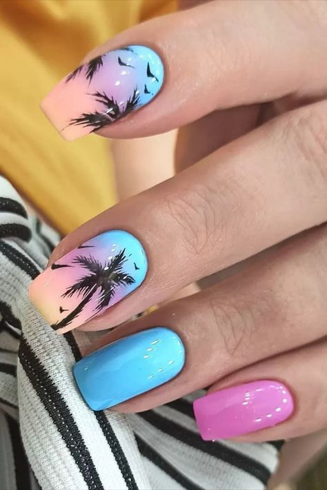 #nailart #nails #nailsofinstagram #nail #manicure #gelnails #u #nailsoftheday #naildesign #naildesigns #nailsonfleek #nailstagram #instanails #nailartist #beauty #nailpolish #nailswag #nailstyle #acrylicnails #inspire #nailtech #gelpolish #gel #nailporn #glitternails #nailsdesign #nailinspo #nailpro #nailsart #nailsnailsnails#nailaddict #nailsalon #as #love #longnails #ombrenails #coffinnails #unhas #pedicure #nailsaddict #fashion #glitter #art #nailsmagazine Summer Nail Stamping Ideas, Tropical Vacation Nails Simple, Gellish Nails, Boring Nails, Tropical Nail Designs, Tropical Vacation Nails, Tumbler Inspiration, Teen Nails, Fancy Nail Art