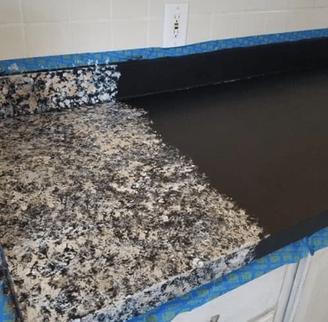 Spray Paint Laminate Countertops, Counter Top Refinishing, Painted Counter Tops Diy, Painting A Countertop Kitchen, Painting Counter Tops Bathroom, Recover Laminate Countertops, Redo Bathroom Countertop Diy, How To Paint A Laminate Countertop, Diy Painted Laminate Countertops