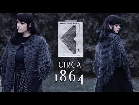 (8) crocheting a shawl from 1864 | pattern + tutorial - YouTube Crochet Pattern Template, Goth Knitting, Granny Stripe, Crochet Wrap Pattern, Knot Tattoo, Crochet Stitches Free, Triangle Shawl, Crochet Shawl Pattern Free, Whimsy Goth