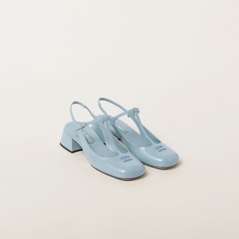 Miu Miu Shoes, Shoe Inspo, Blue Heels, Patent Leather Shoes, 가을 패션, Pretty Shoes, Dream Shoes, Slingback Pump, Mary Jane Shoes