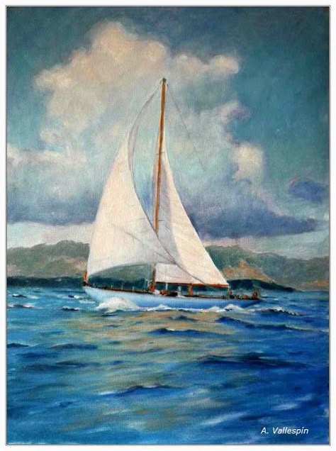 Pintura Militar y Naval: Barcos de vela clásicos Sailboat Art, Canvas For Beginners, Sailboat Painting, Boat Art, Soyut Sanat Tabloları, Easy Canvas Painting, Boat Painting, Sea Painting, Simple Acrylic Paintings