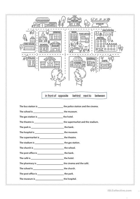 Prepositions of place - English ESL Worksheets for distance learning and physical classrooms Preposition Worksheet, Place Worksheet, School Objects, Preposition Worksheets, English Prepositions, Worksheets For Grade 3, English Worksheets For Kindergarten, Kindergarten Skills, Opposite Words