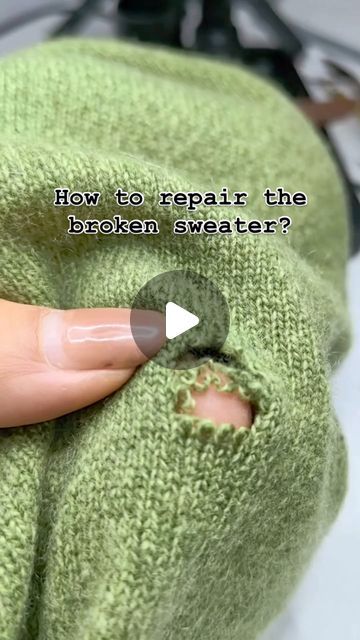 Visible Darning Sweater, How To Patch A Hole In A Knit Sweater, Mending Holes In Sweaters, Fixing Holes In Clothes, Sweater Repair, Creative Mending, Sewing Tutorials Clothes, Repair Clothes, Crochet Sweater