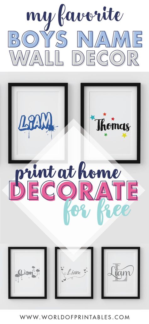 If you’re looking for something for your boy’s bedroom or nursery then we have some lovely free boys name nursery art prints right here.  #boysnursery #nurseryideas #homedecor #walldecor #diyhomedecor #diywalldecor #wallart Print Names Free Printable, Free Printable Nursery Wall Art, Free Wall Art Prints, Free Nursery Printables, Forest Nursery Art, Bird Nursery Art, Free Printable Artwork, World Of Printables, Baby Name Art