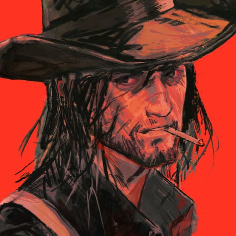 Rdr 2 Pfp, Red Harlow Fanart, Hot Cowboy Art, Dnd Character Poses, John Marston Fan Art, Cowboy Drawing Reference, Cowboy Poses Reference, John Marston Art, Cowboy Concept Art