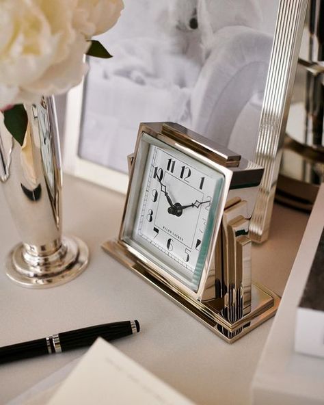 Ralph Lauren Home on Instagram: "A polished expression of the greatest luxury, the Art Deco Athena Clock honors every moment with precision quartz movement. Discover more via the link in bio. #RalphLaurenHome" Penthouse Living, Modern Penthouse, Ralph Lauren Home, Apartment Living, First Home, House Inspiration, Penthouse, Quartz Movement, Instagram A