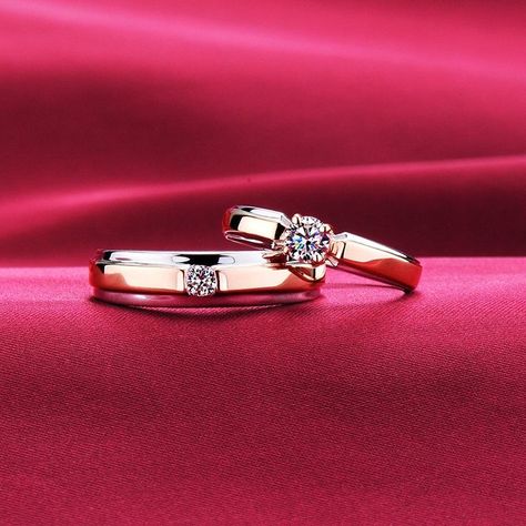 Couple Rings Diamond Gold, Wedding Couple Rings Diamonds, Rose Gold Couple Rings, Indian Engagement Rings Couple, Couple Gold Rings Engagement, Engagement Rings Couple Gold Indian, Wedding Rings Engagement Couple, Couple Gold Rings, Couple Rings Diamond