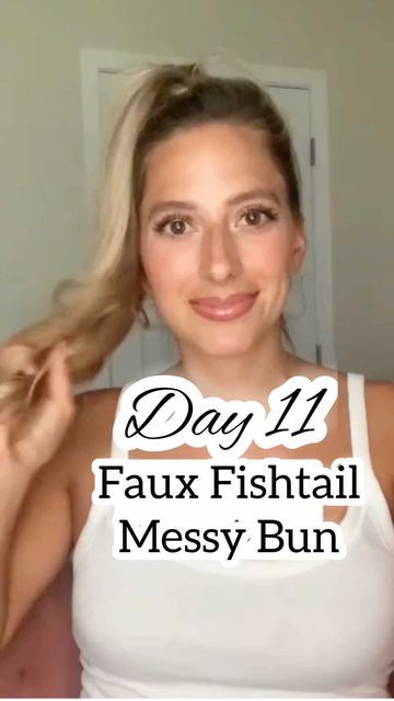 Lainey | hairstyles on Instagram: "Day 11 of my 30 days of hairstyles. This faux fishtail bun is super easy to achieve! Do it as a high bun or even try a low bun. Also, so sorry for my voice! Im sick and tried so hard to not make it crack in my voice over 😆😫 - #hairchallenge #30daysofhairstyles #fauxfishtail #fishtailbraid #fishtailbraids #messybunhairstyle #hairbun #quickhairstyles #runninglatehair #hairvids" Faux Fishtail, Fishtail Bun, Hair Challenge, High Bun, Messy Bun Hairstyles, Im Sick, Low Bun, Running Late, Quick Hairstyles