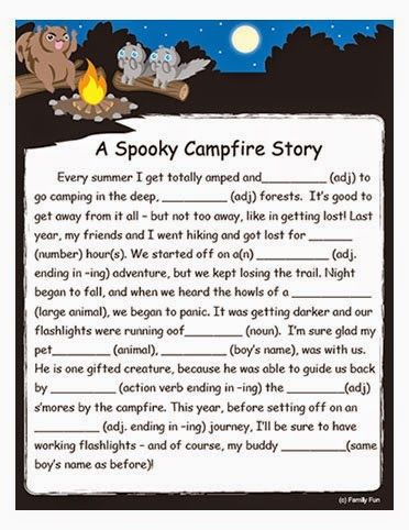 Free Camping mad lib Printable for Fun With the Kids Camping Printables, Camp Read, Indoor Camping, Printable Games For Kids, Campfire Stories, Girl Scout Camping, Scout Activities, Scout Camping, Camping Games