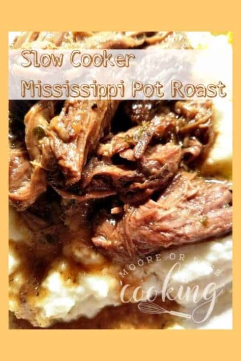 The easiest, most delicious Beef Pot Roast that you make in your slow cooker! Only 7 ingredients are needed to make this incredible roast! #beefpotroast #slowcooker #crockpot #mooreorlesscooking Mississippi Pot Roast Crockpot, Pot Roast Video, Pot Roast Crockpot, Roast Crockpot, Slow Cooker Mississippi Pot Roast, Mississippi Roast Recipe, Beef Pot Roast, Mississippi Pot Roast, Slow Cooker Roast