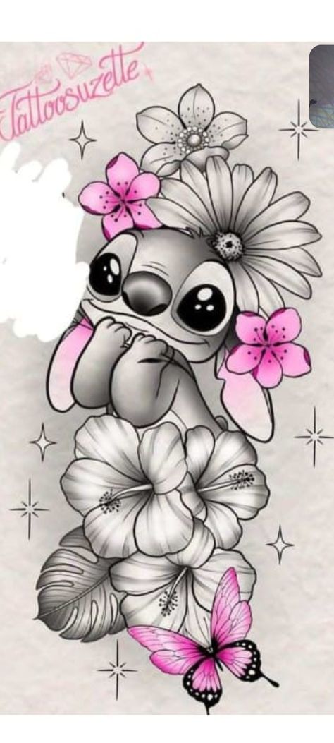 Stitch Flower Tattoo, Stitch Tattoo Outline, Stitch Tattoo Stencil, Tattoo Ideas Color, Stitches Wallpaper, Angel Hand Tattoo, Stitch Tattoo Ideas, Stitch Cousins, Lion And Lioness Tattoo