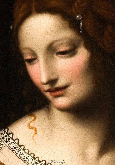 Luini, Bernardino · Italian High Renaissance Painter, ca.1480-1532 Salome (detail) 1527-1531 by Bernardino Luini - Uffizi, Florence. Italian Paintings, Italian Painters, Romantic Art, Italian Art, Italian Artist, Classical Art, Chiaroscuro, Tempera, Woman Painting